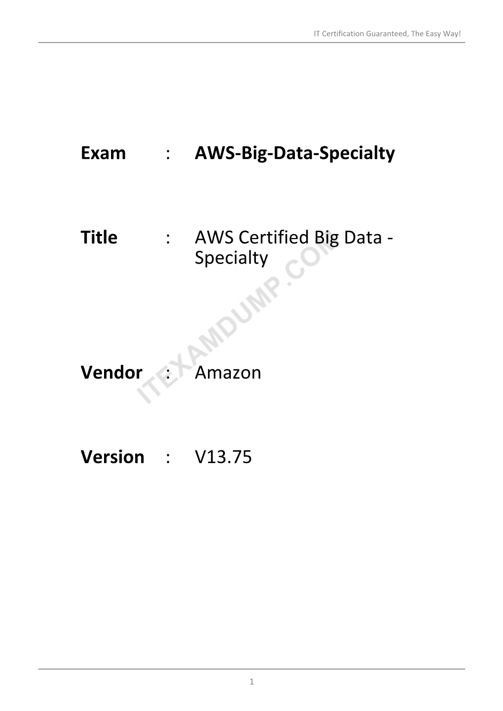 AWS Certified Big Data - Specialty