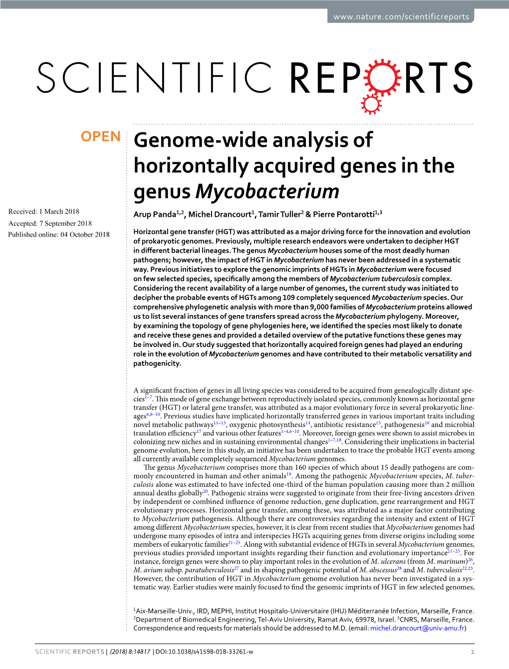 Genome-Wide Analysis of Horizontally Acquired Genes in the Genus