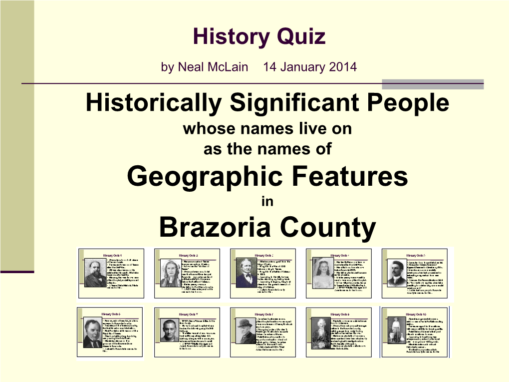 Brazoria County History I