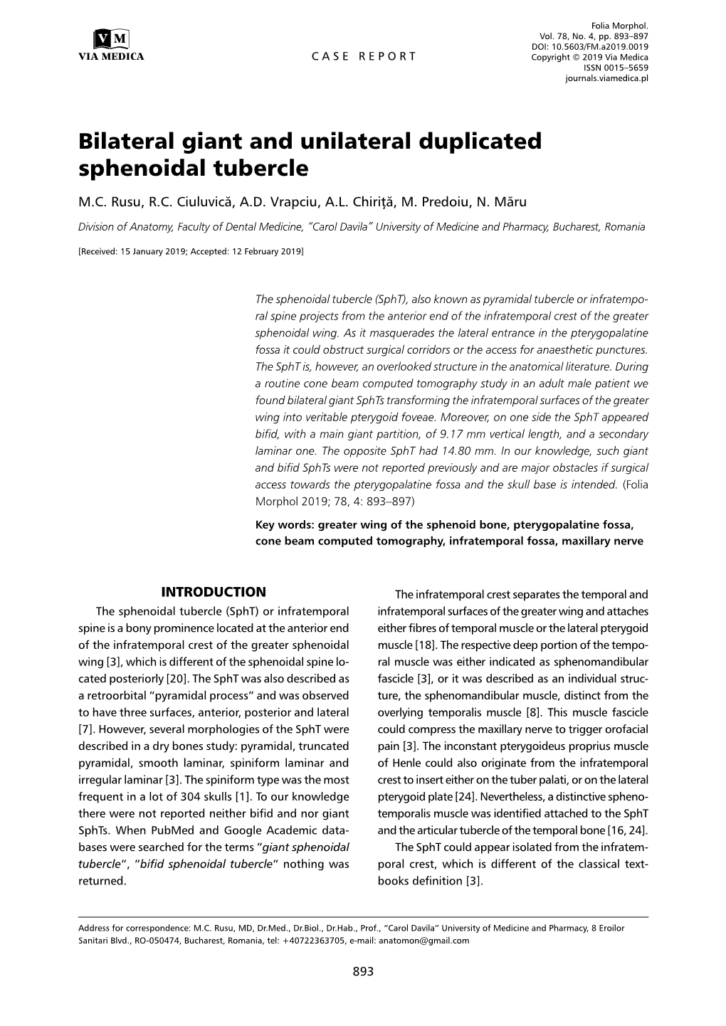 Bilateral Giant and Unilateral Duplicated Sphenoidal Tubercle M.C