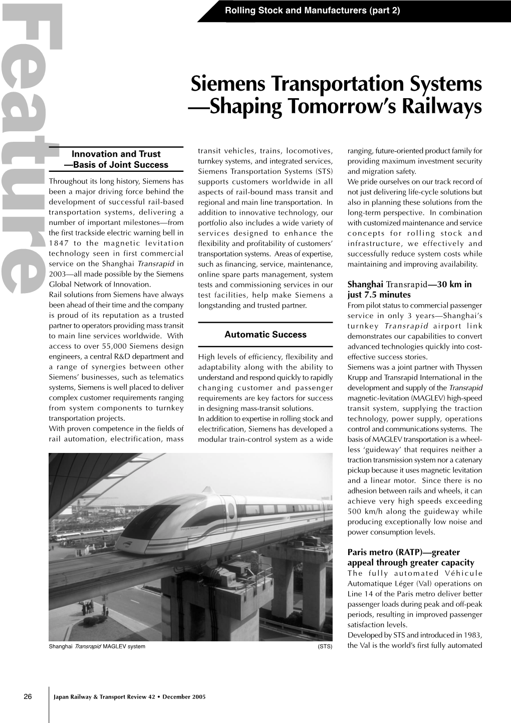 Siemens Transportation Systems —Shaping Tomorrow's Railways