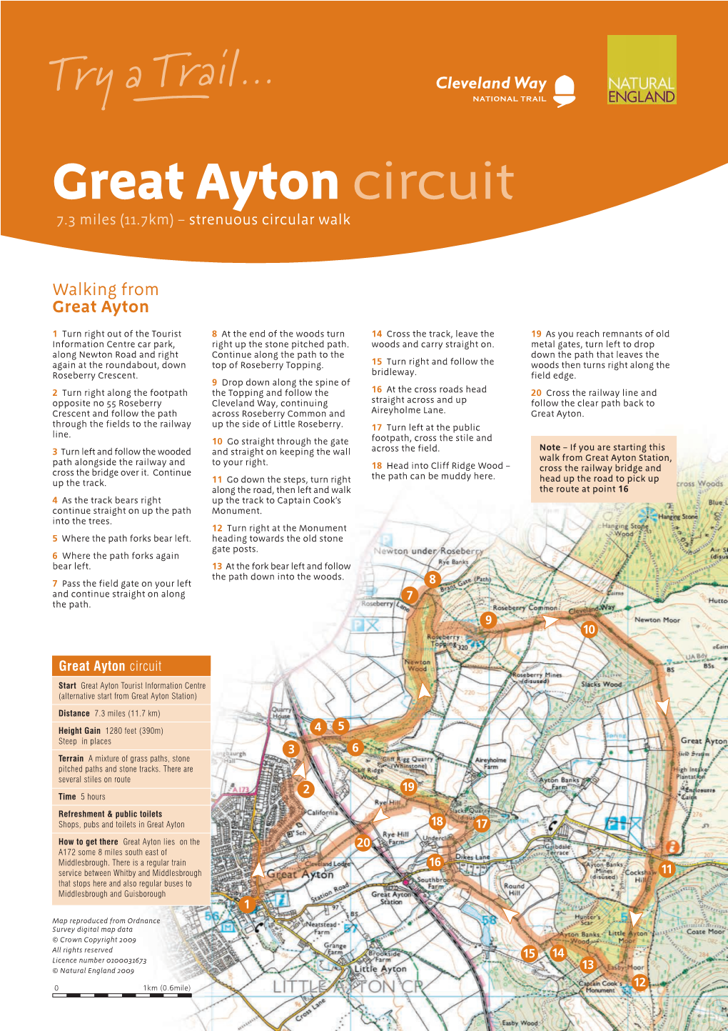 Great Ayton Circuit 7.3 Miles (11.7Km) – Strenuous Circular Walk