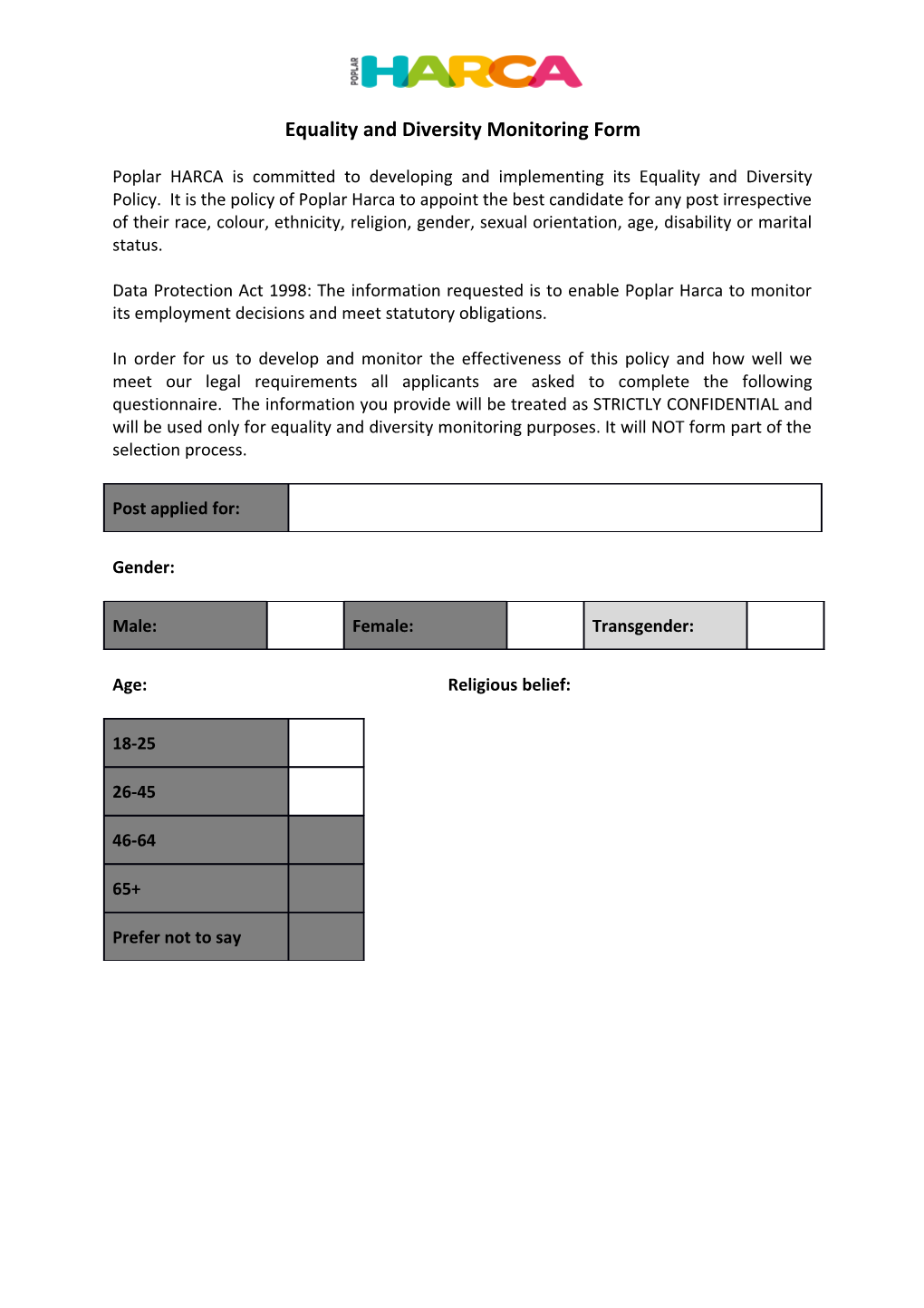 Equality and Diversity Monitoring Form s1