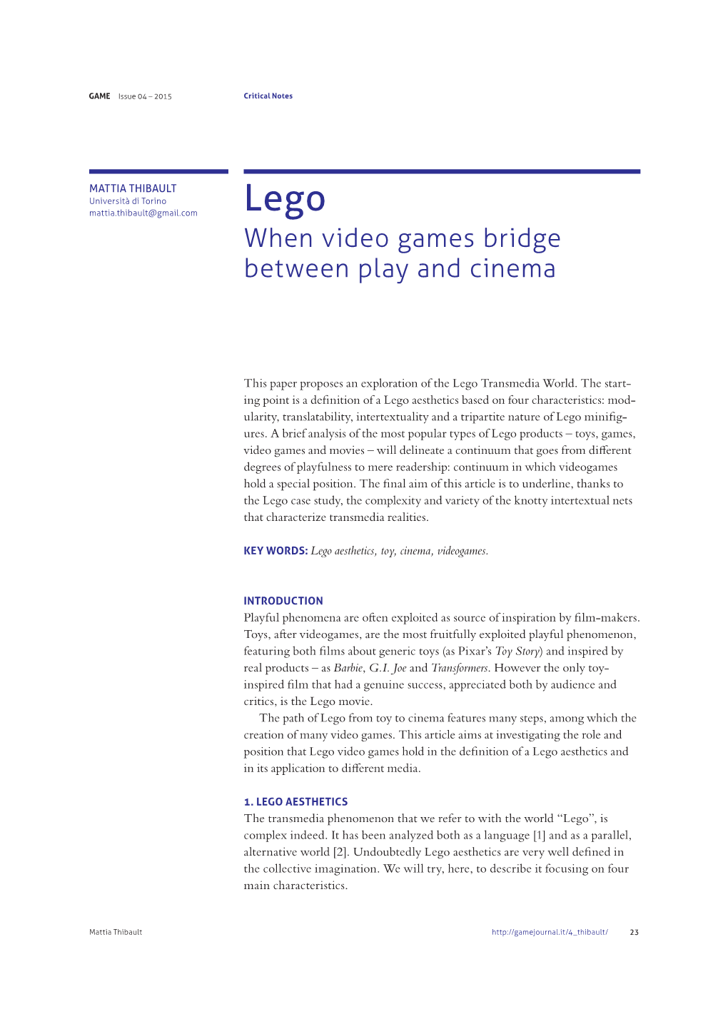 When Video Games Bridge Between Play and Cinema