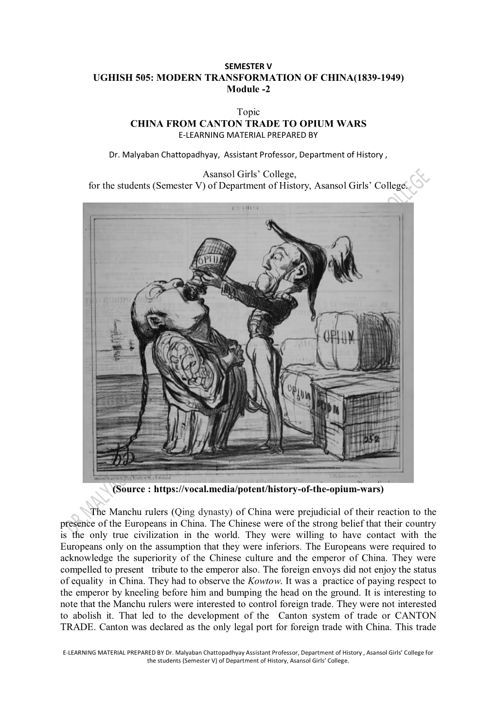 China from Canton Trade to Opium Wars E-Learning Material Prepared By