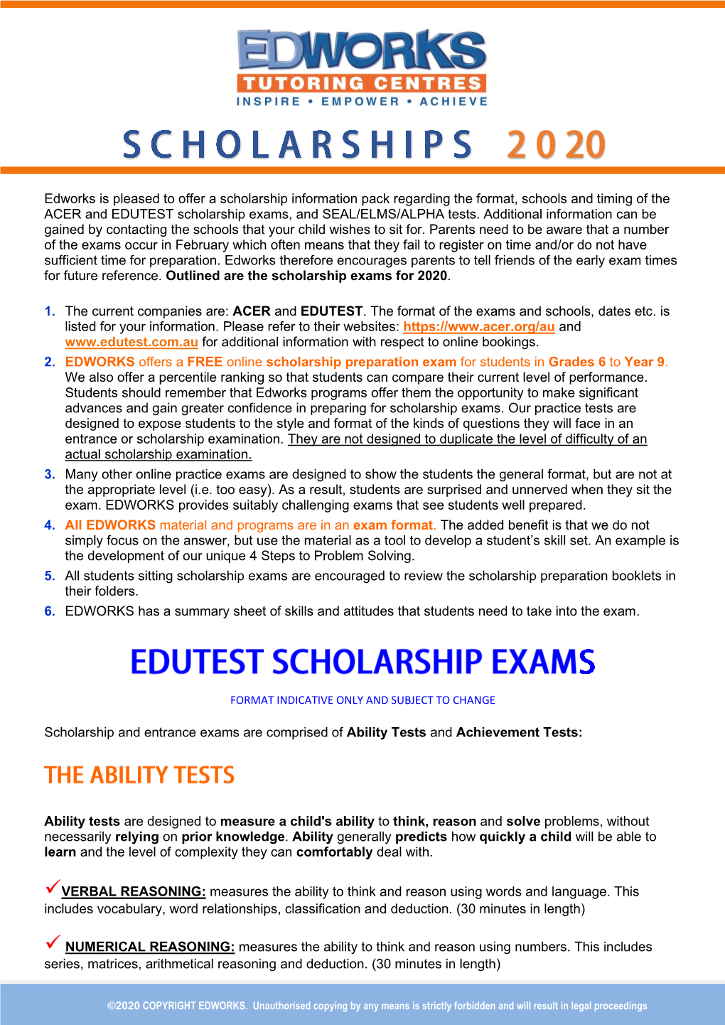 Melbourne Scholarship Exams