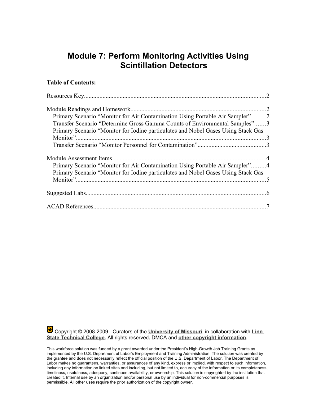 Module 7: Perform Monitoring Activities Using Scintillation Detectors