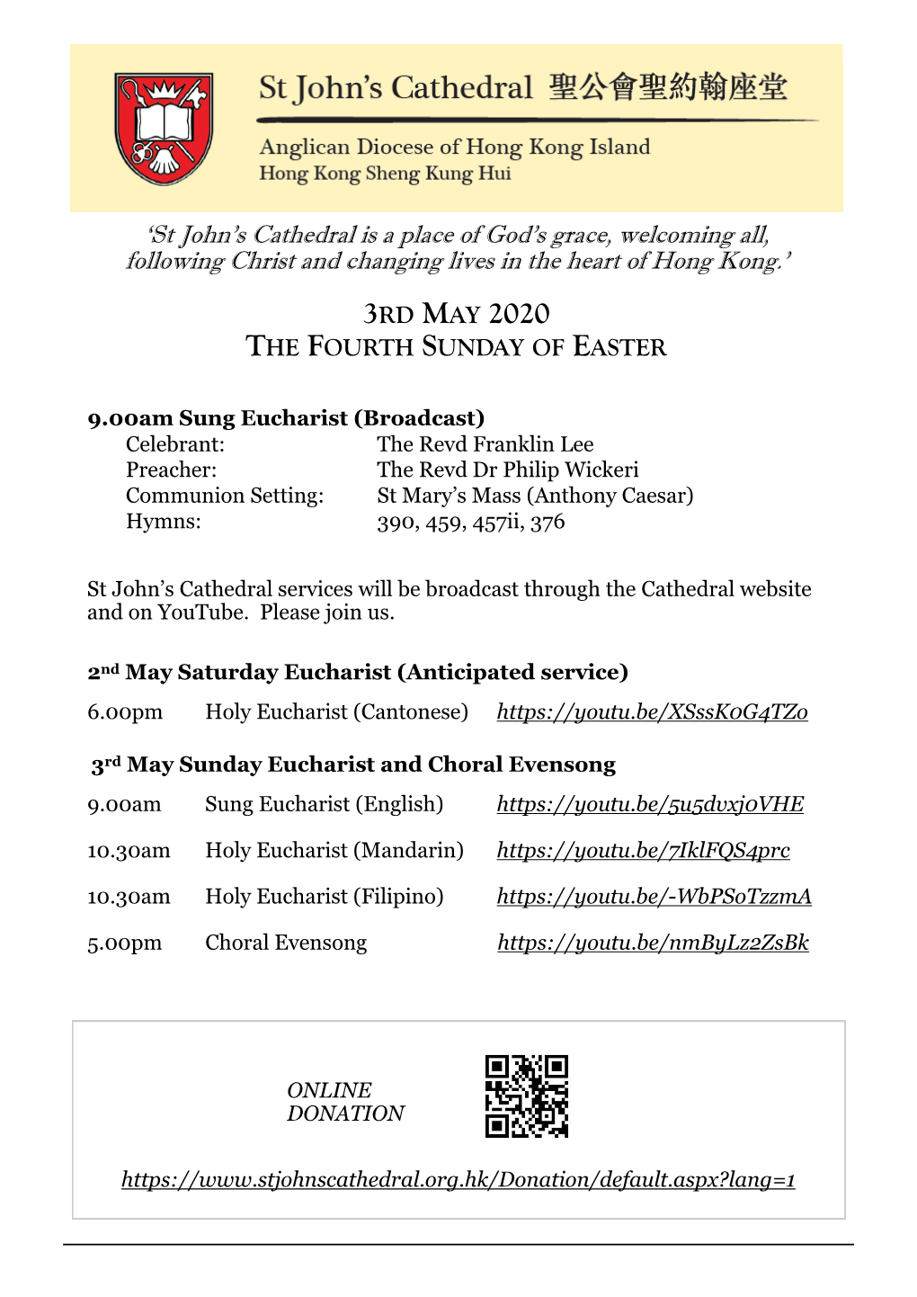 3Rd May 2020 the Fourth Sunday of Easter