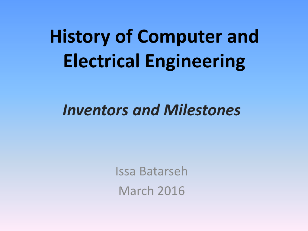 History of Computer and Electrical Engineering