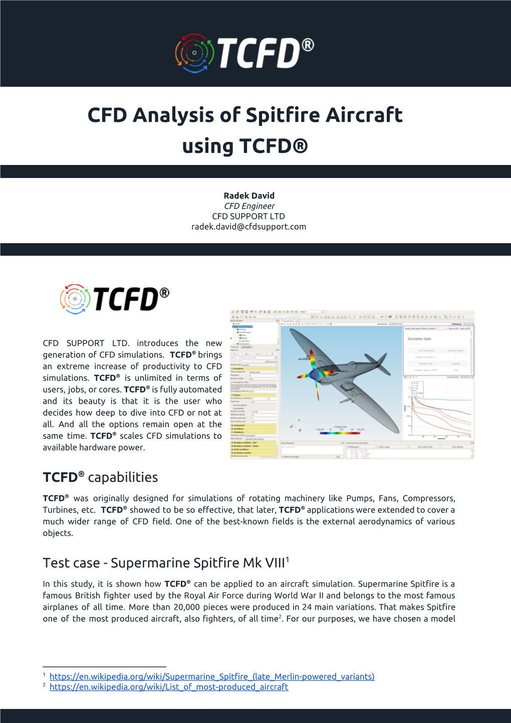 CFD Analysis of Spitfire Aircraft Using TCFD®
