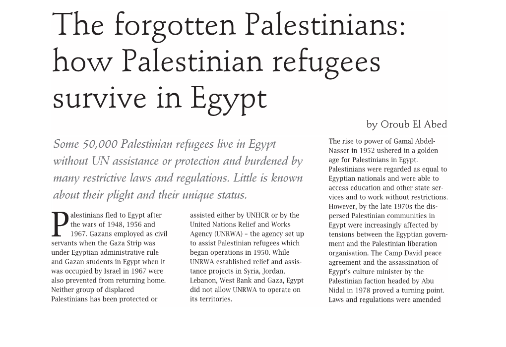 How Palestinian Refugees Survive in Egypt by Oroub El Abed