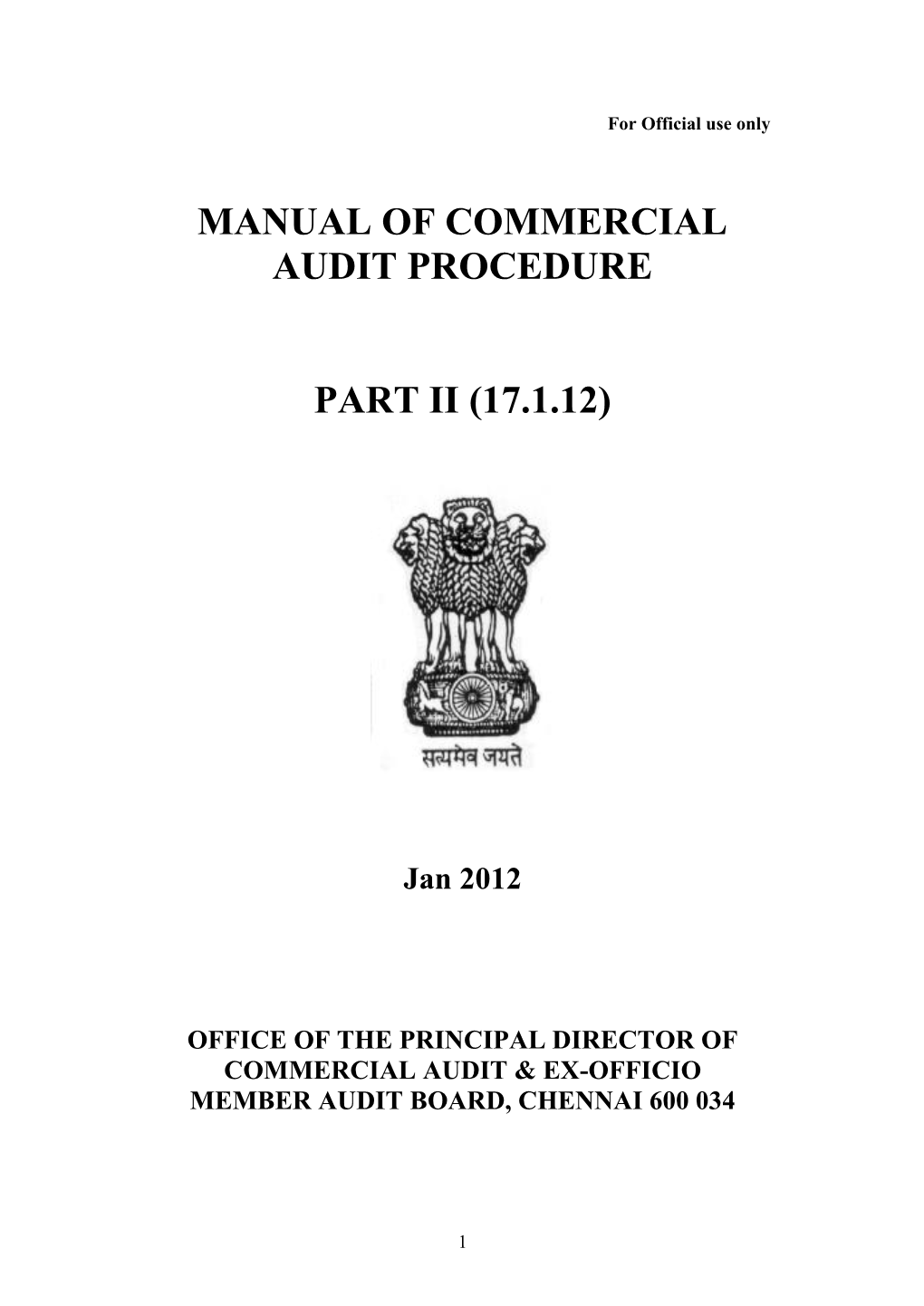 Manual of Commercial Audit Procedure Part Ii