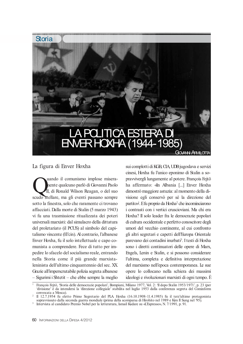 La Politica Estera Di Enver Hoxha (1944-1985) Giovanni Armilotta