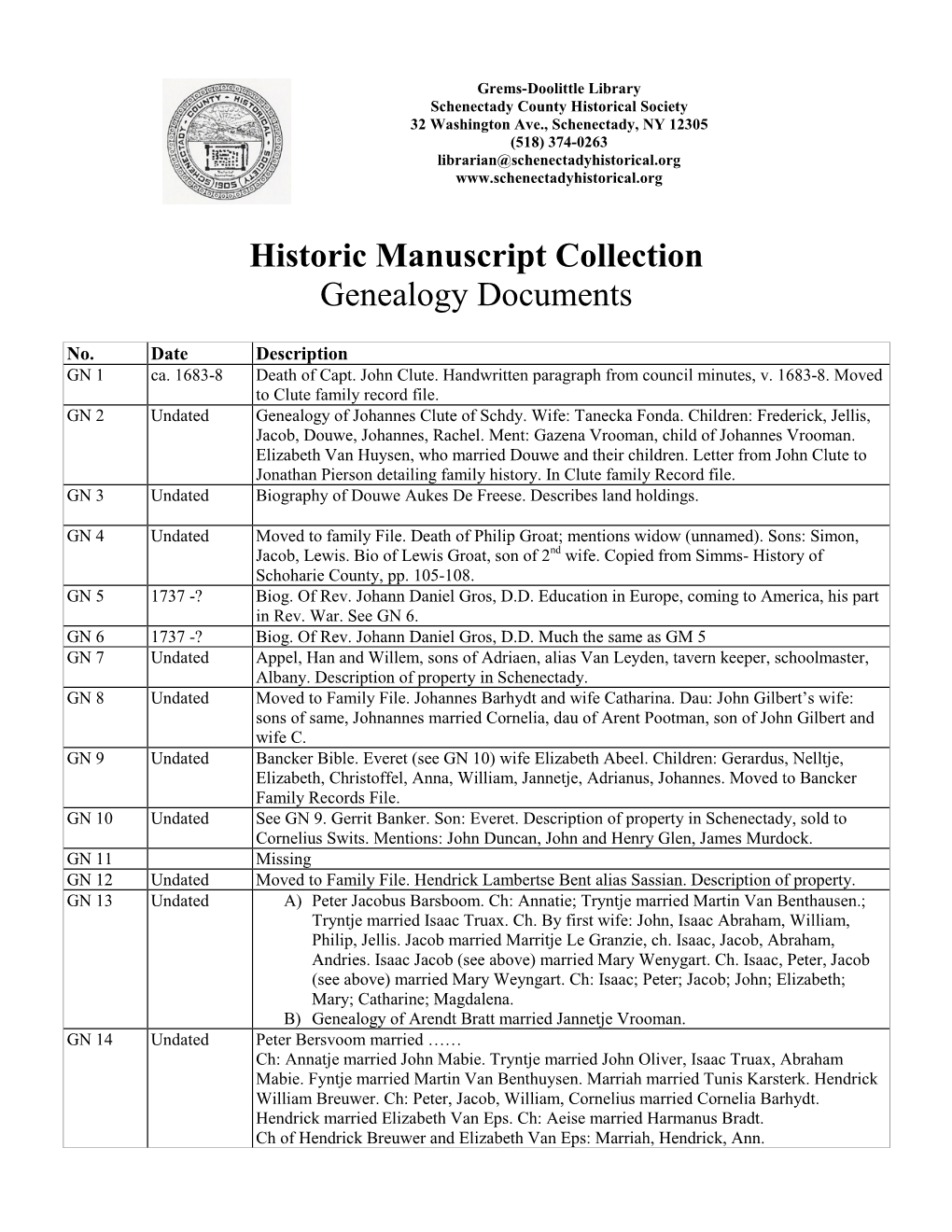 Genealogy Documents