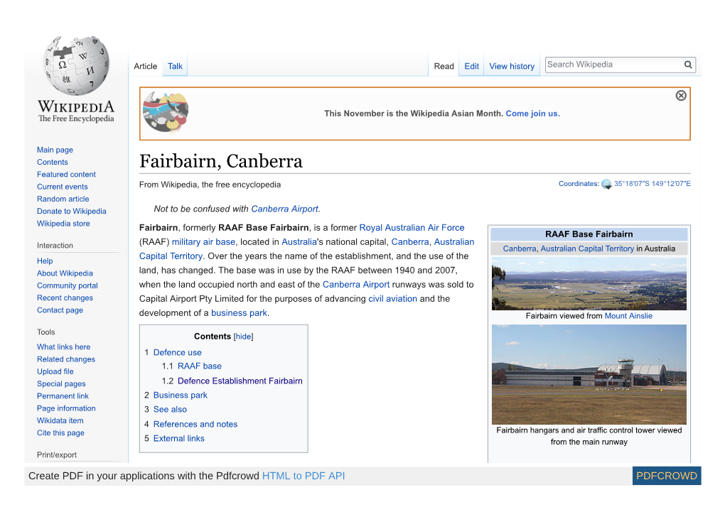 Fairbairn, Canberra