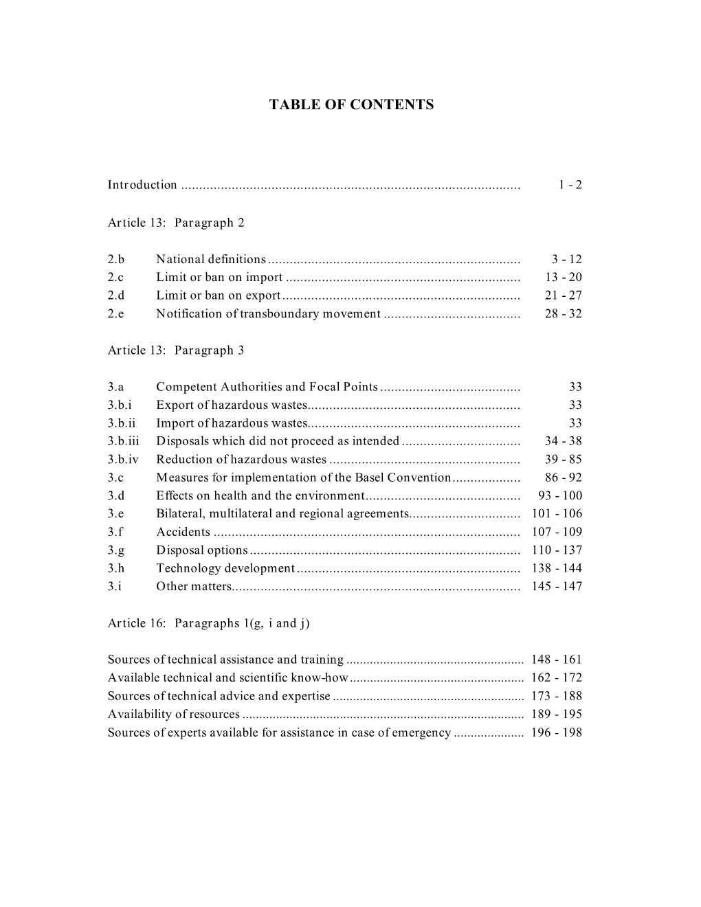 Table of Contents