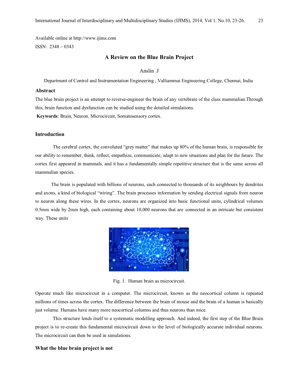 4. a Review on the Blue Brain Project (2650 Downloads)