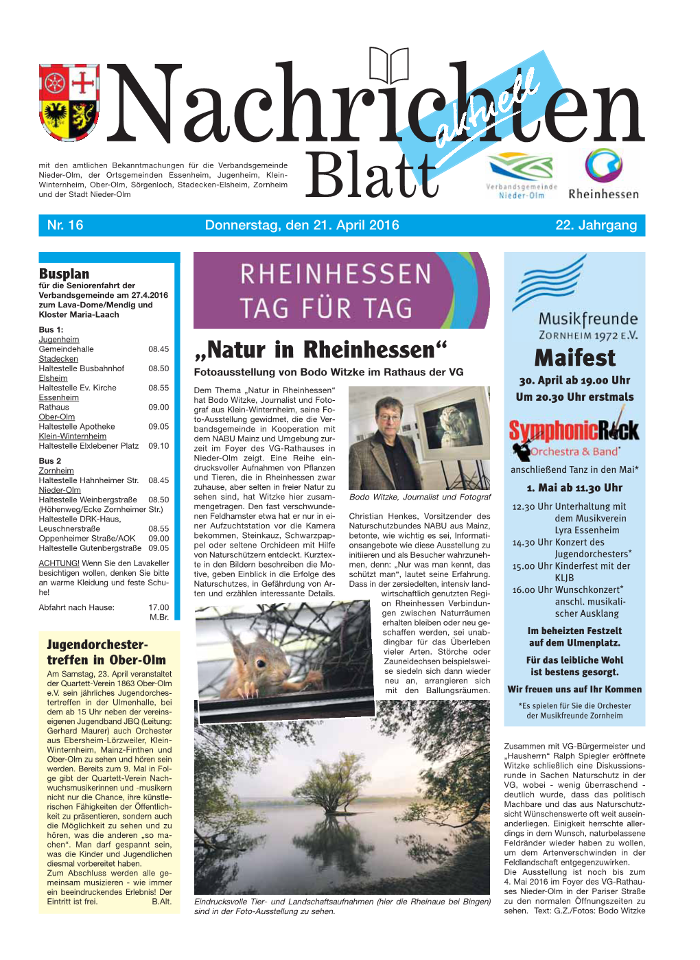 Nachrichtenblatt Nr. 16 Vom 21. April 2016