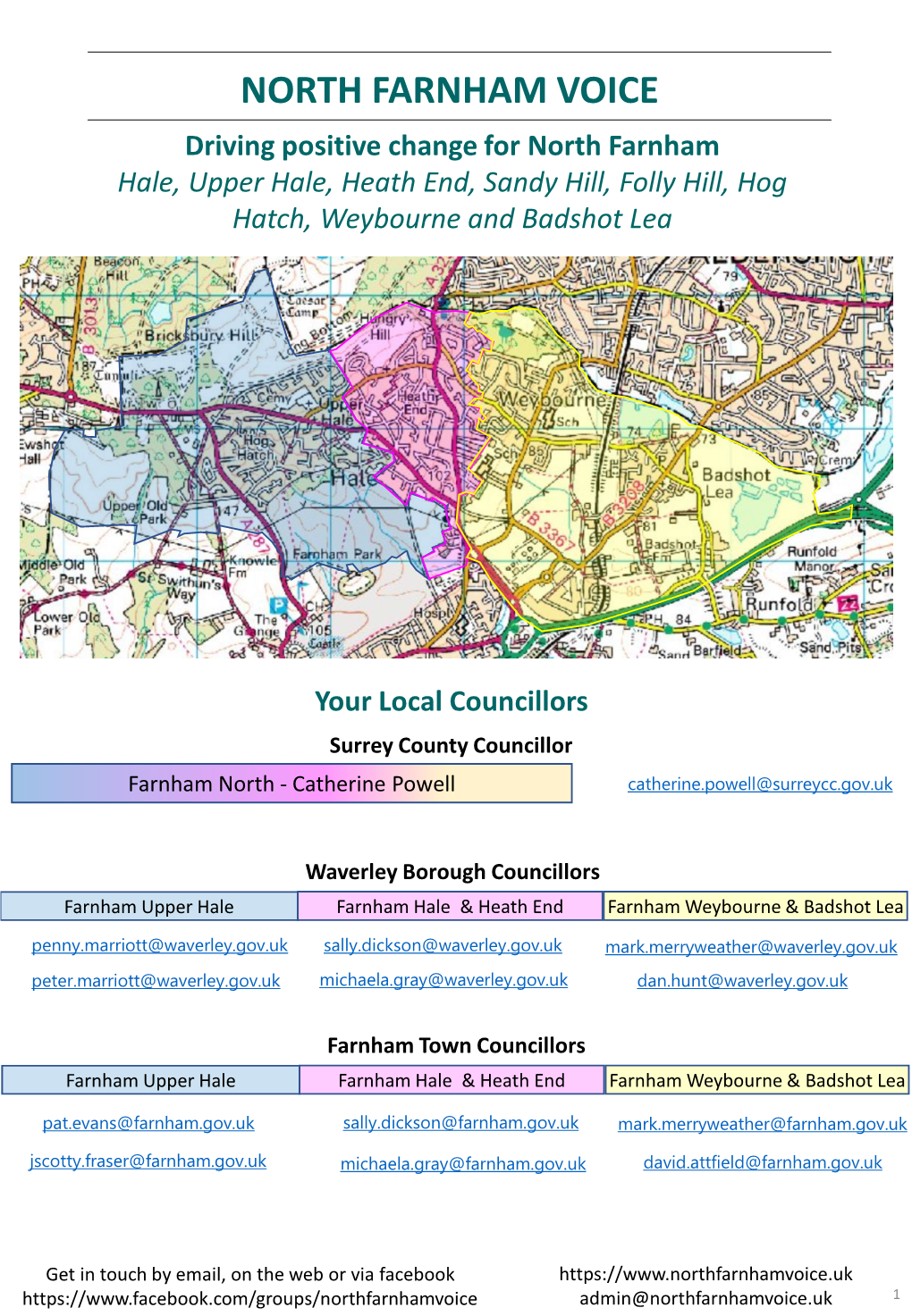 NORTH FARNHAM VOICE Driving Positive Change for North Farnham Hale, Upper Hale, Heath End, Sandy Hill, Folly Hill, Hog Hatch, Weybourne and Badshot Lea