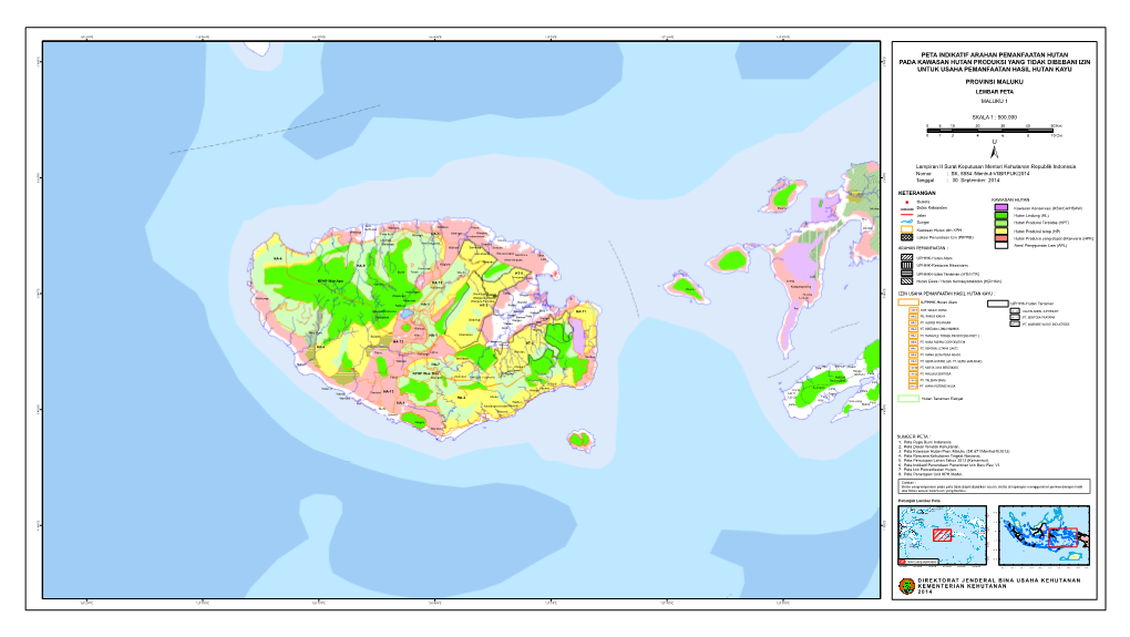 Peta Indikatif Arahan Pemanfaatan Hutan Pada Kawasan Hutan Produksi Yang Tidak Dibebani Izin Untuk Usaha Pemanfaatan Hasil Hutan Kayu