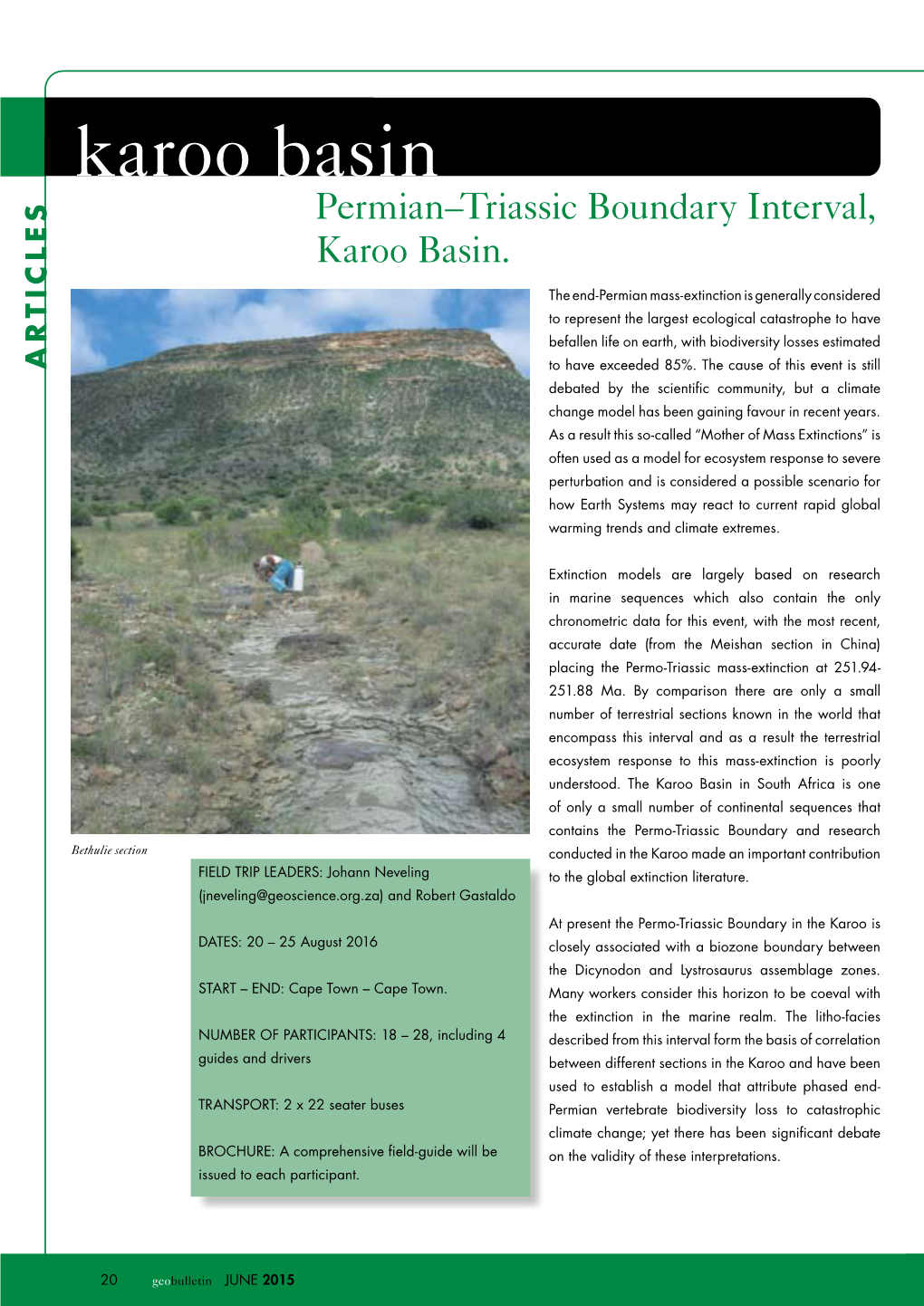 Karoo Basin Permian–Triassic Boundary Interval, Karoo Basin