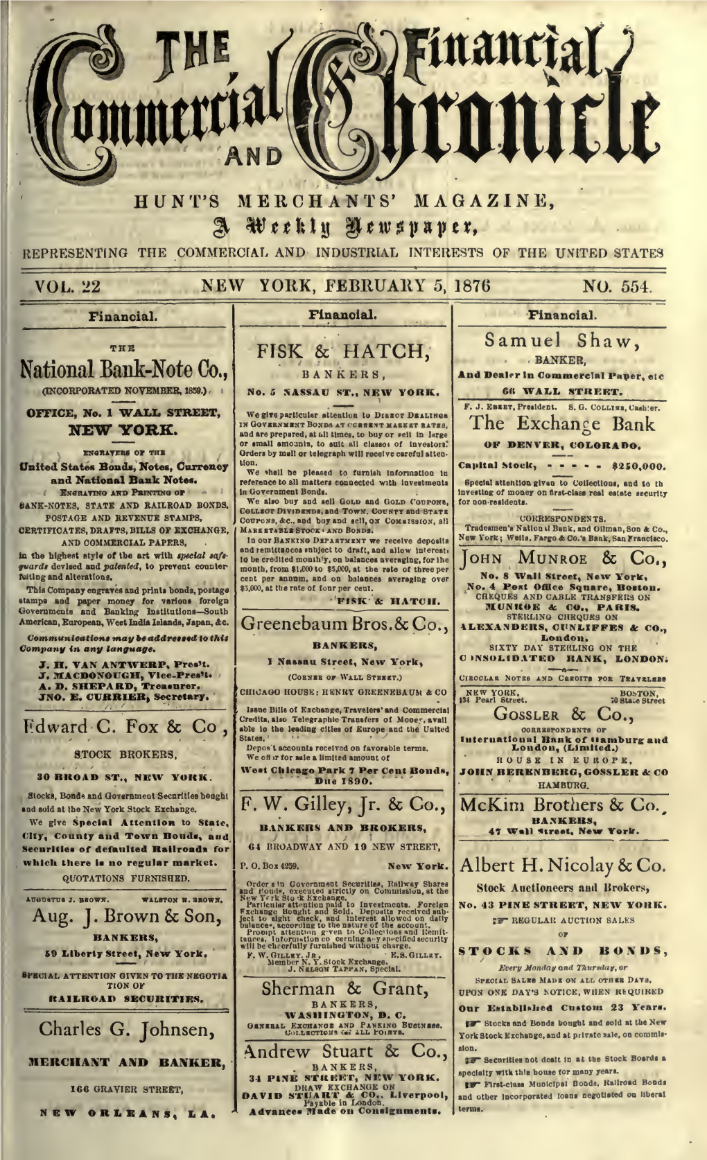 February 5, 1876, Vol. 22, No