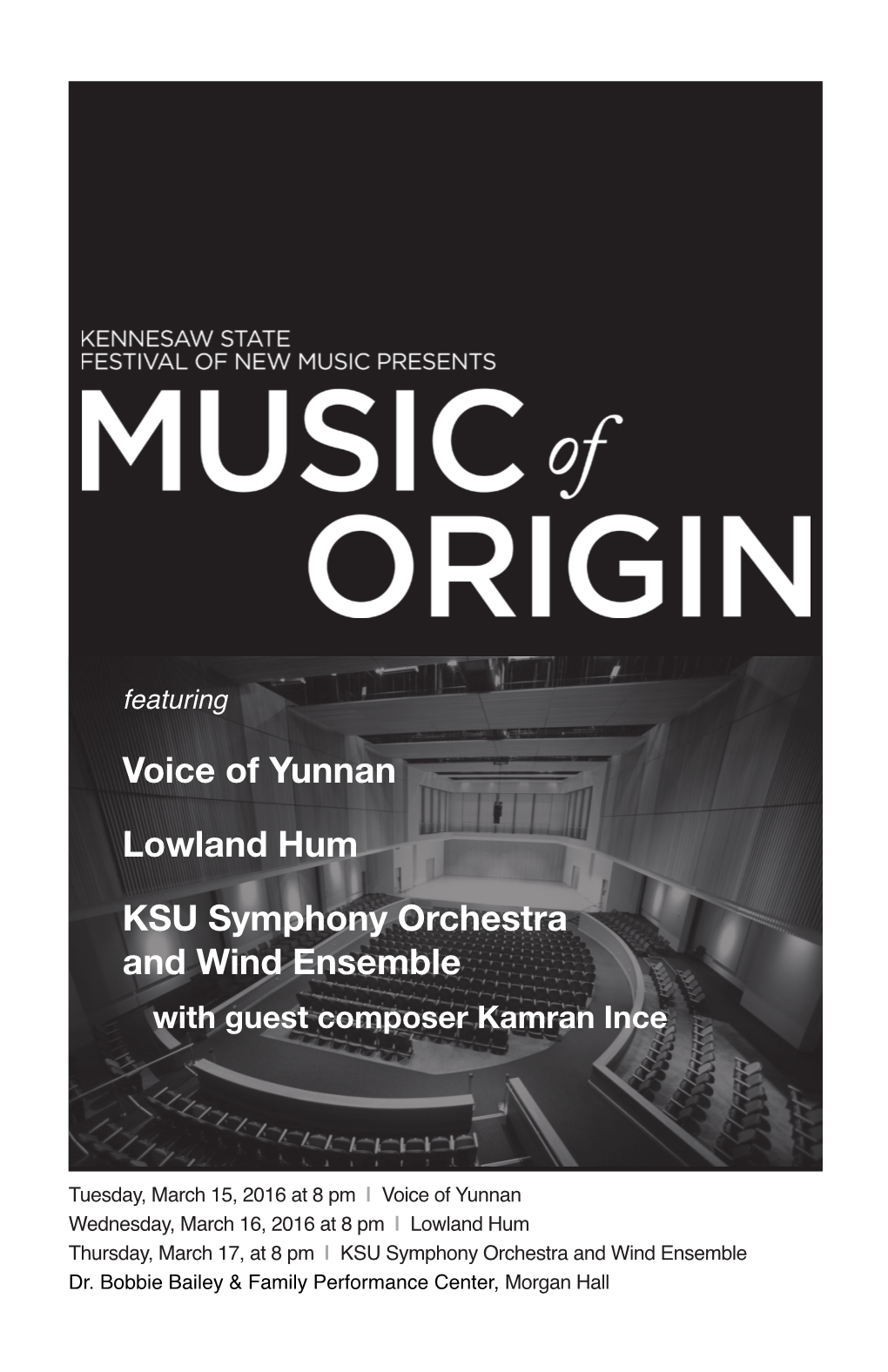 Kennesaw State Festival of New Music, Music of Origin