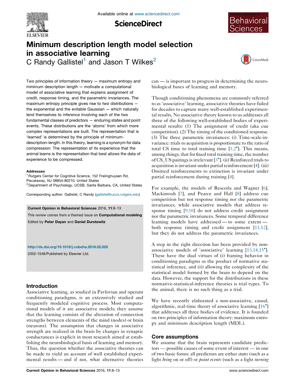 Minimum Description Length Model Selection in Associative Learning