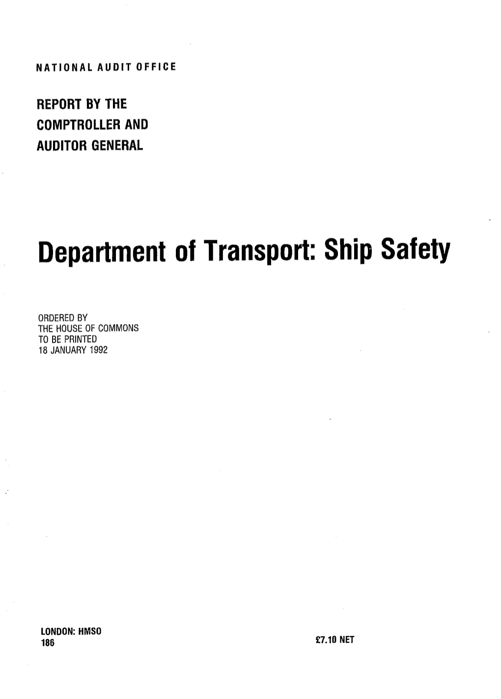 Department of Transport: Ship Safety
