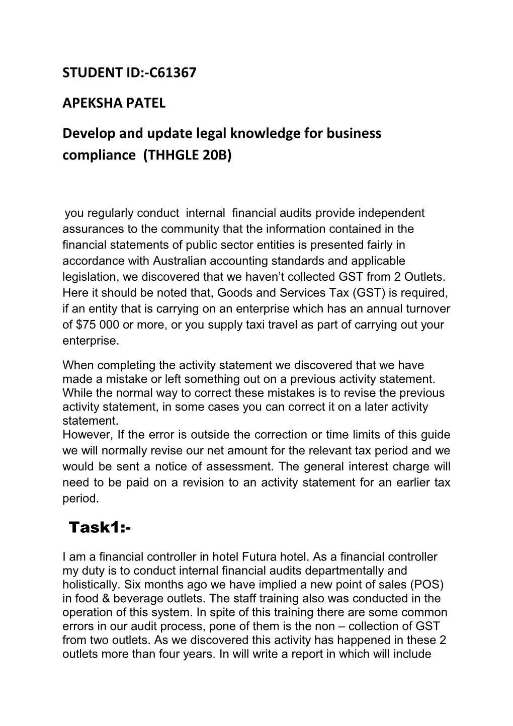 Develop and Update the Legal Knowledge Required for Business Compliance (THHGLE20B)