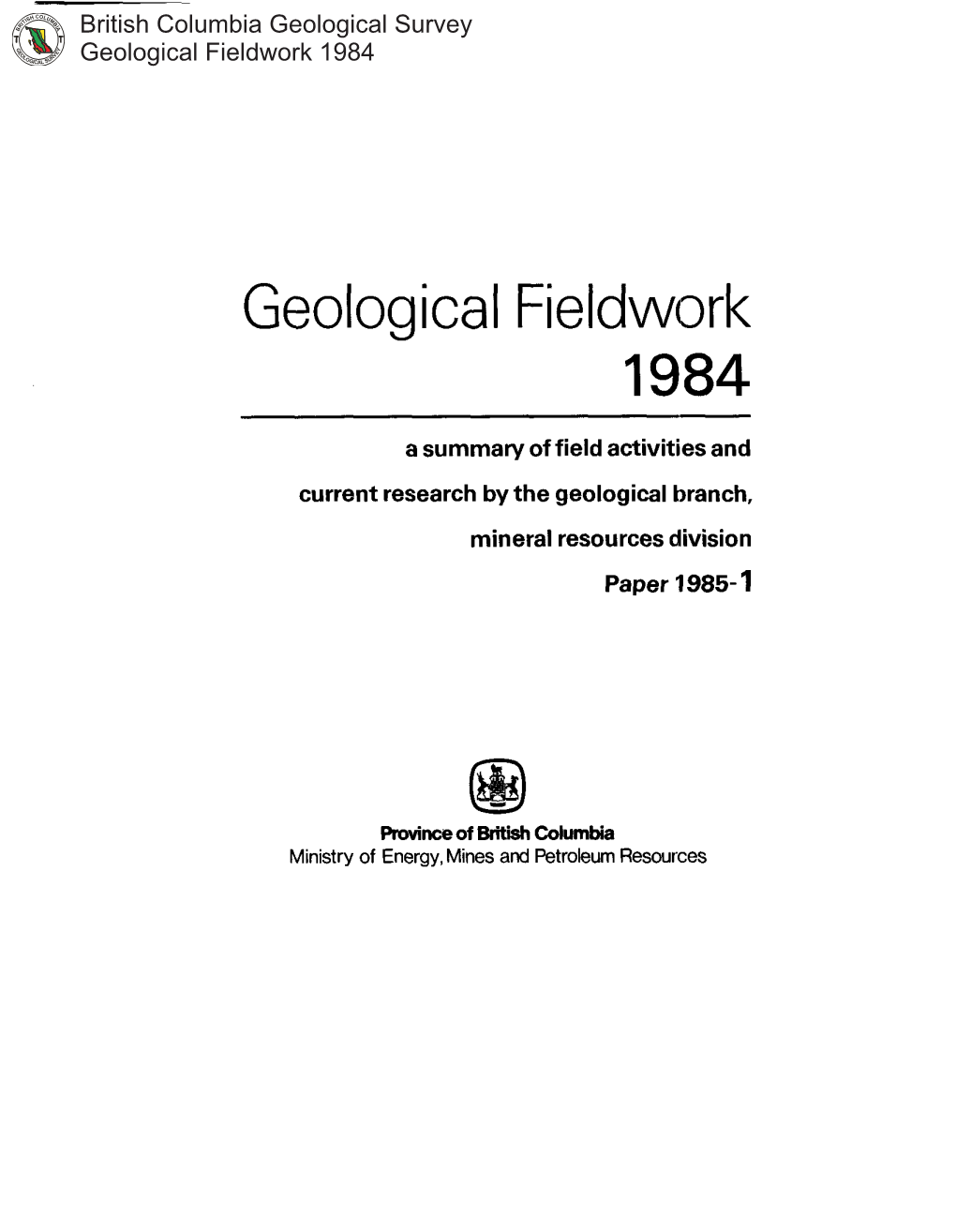 Geological Fieldwork 1984