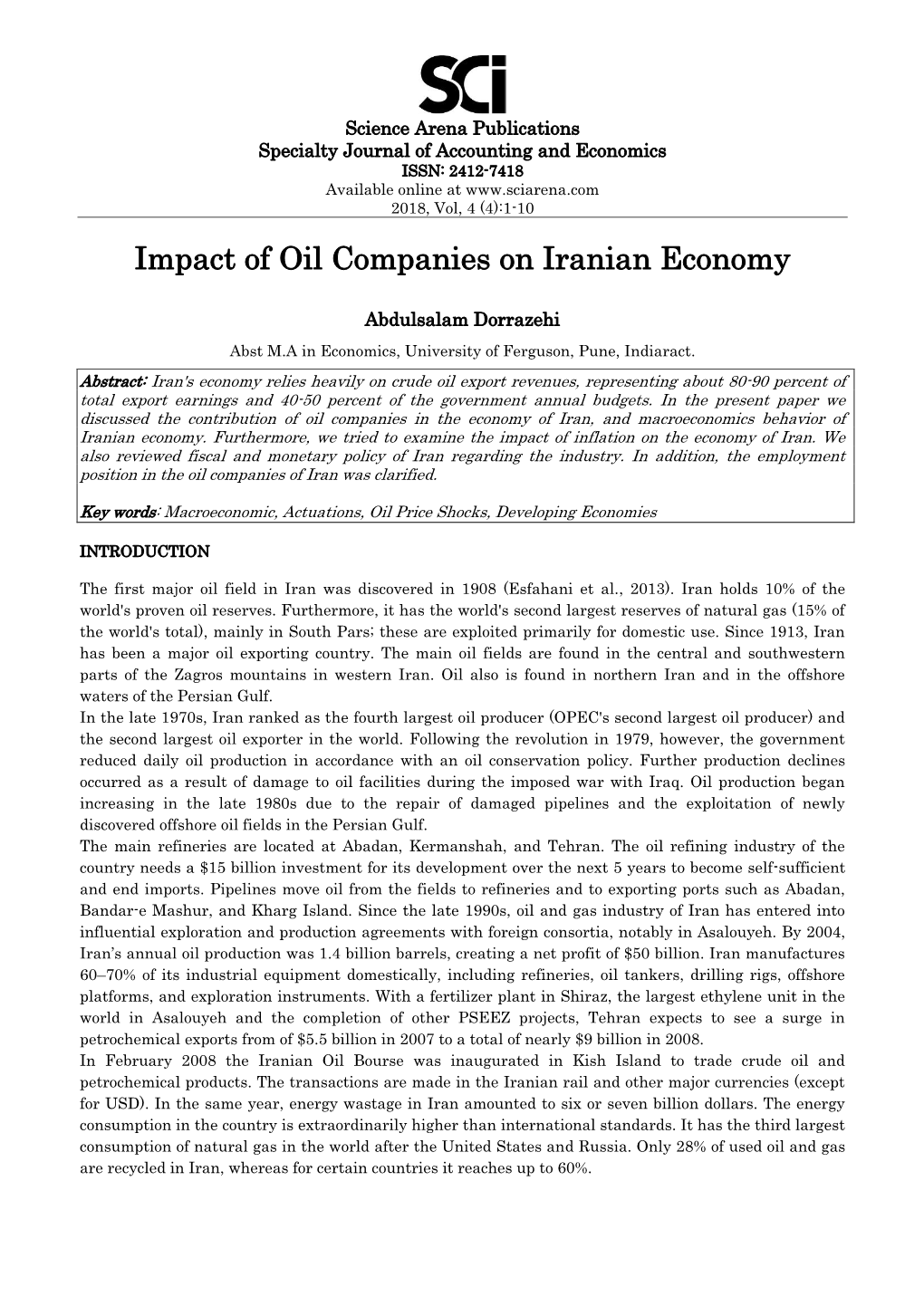 Impact of Oil Companies on Iranian Economy