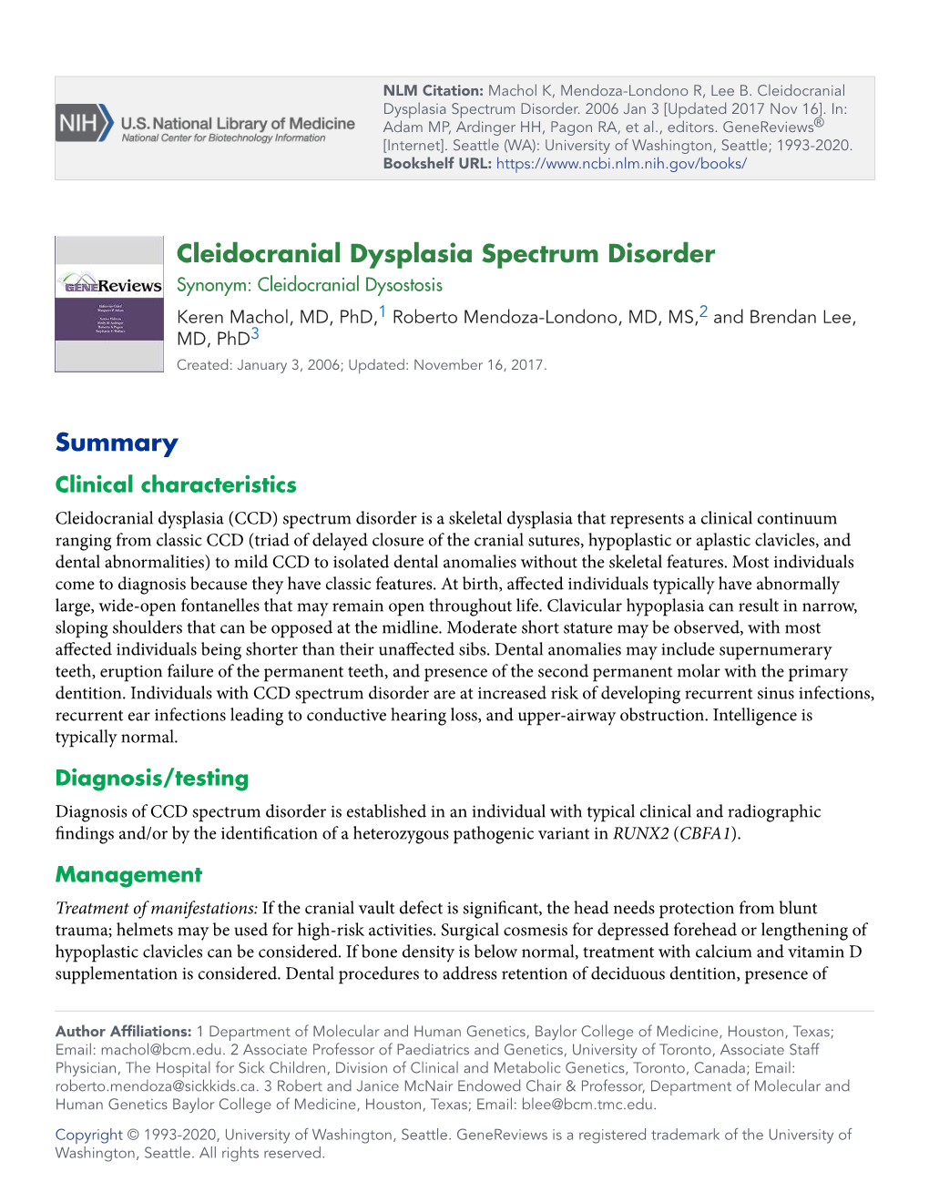 Cleidocranial Dysplasia Spectrum Disorder