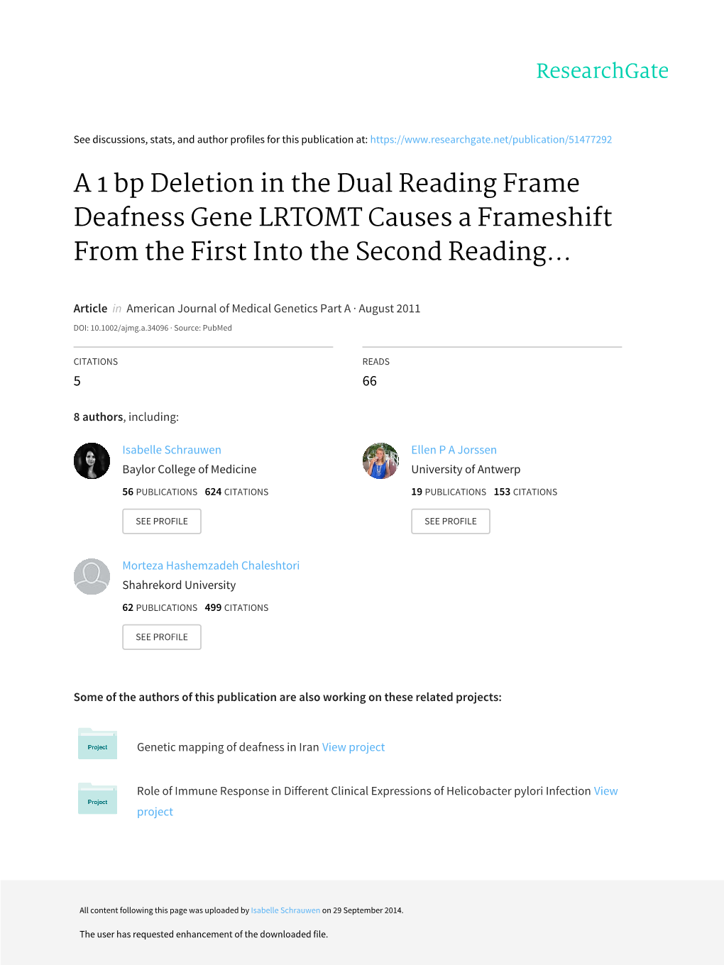A 1Bp Deletion in the Dual Reading Frame Deafness Gene LRTOMT