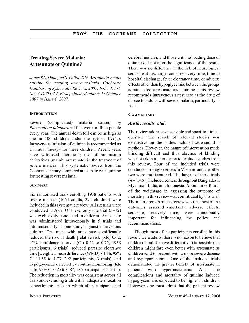 Treating Severe Malaria: Artesunate Or Quinine?