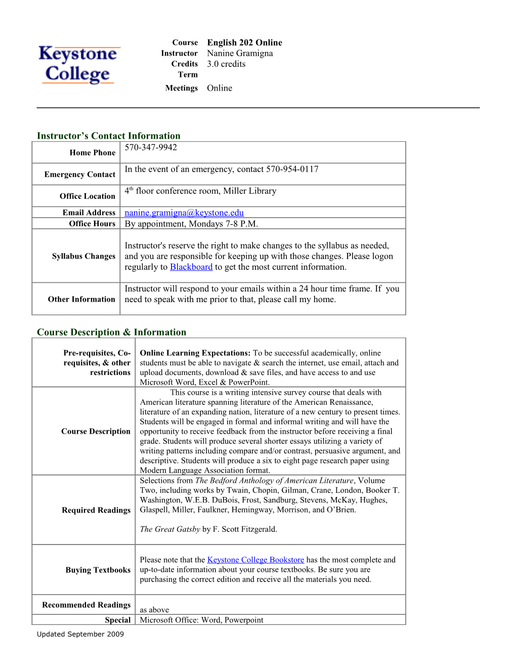 Syllabus Template - Online Learning