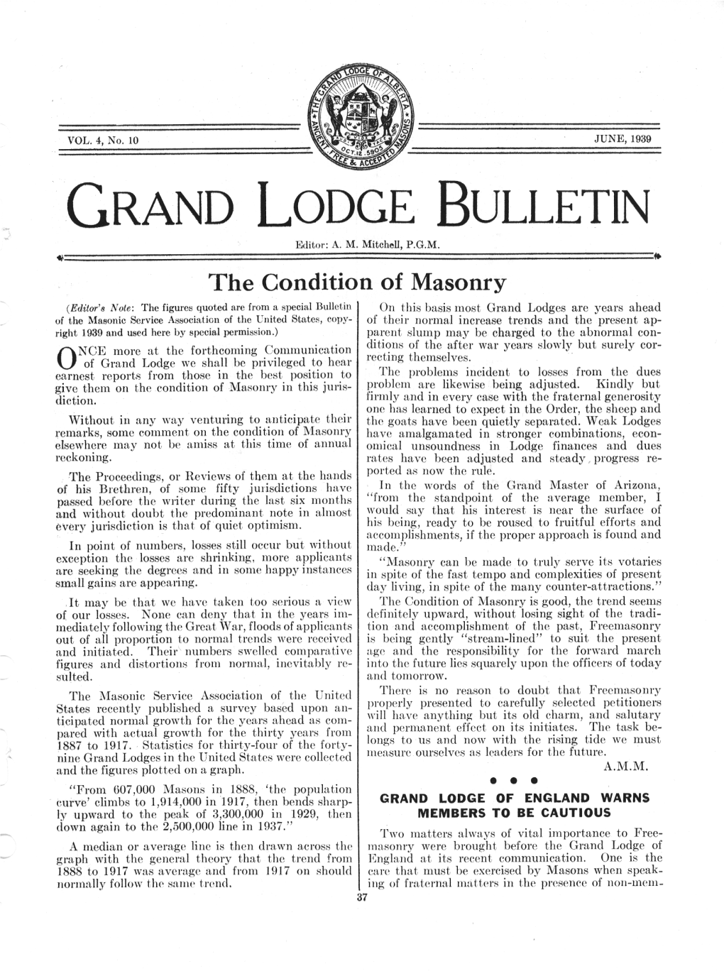 Grand Lodge Bulletin 1939