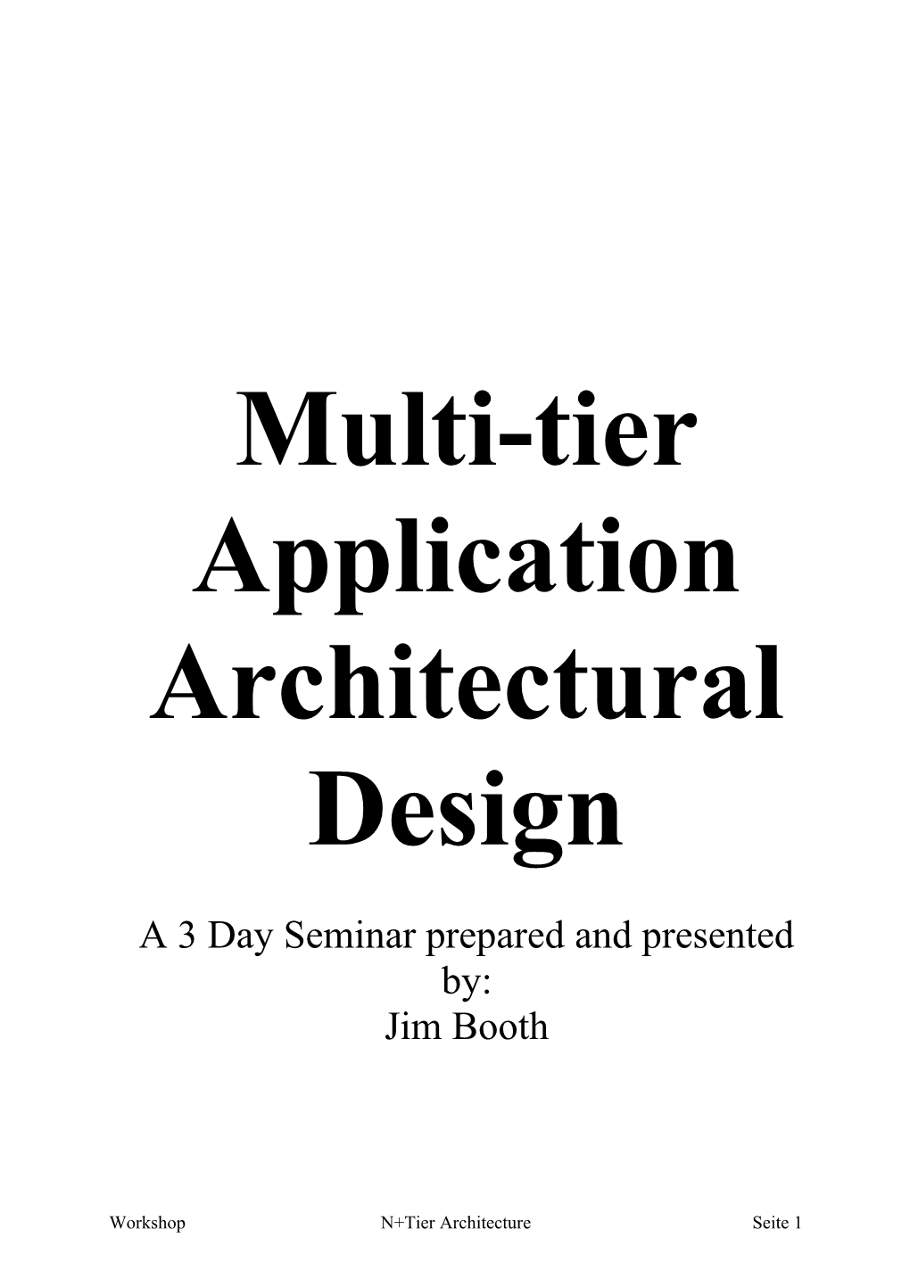 Workshop Multi-Tier Application Architectural Design