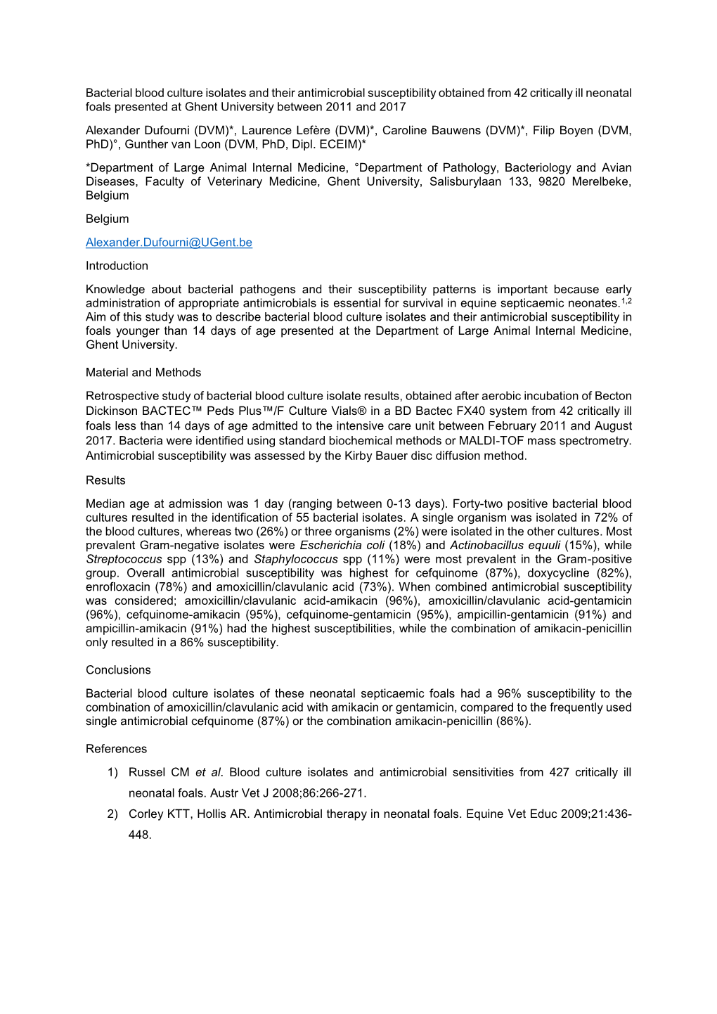 Bacterial Blood Culture Isolates and Their Antimicrobial Susceptibility