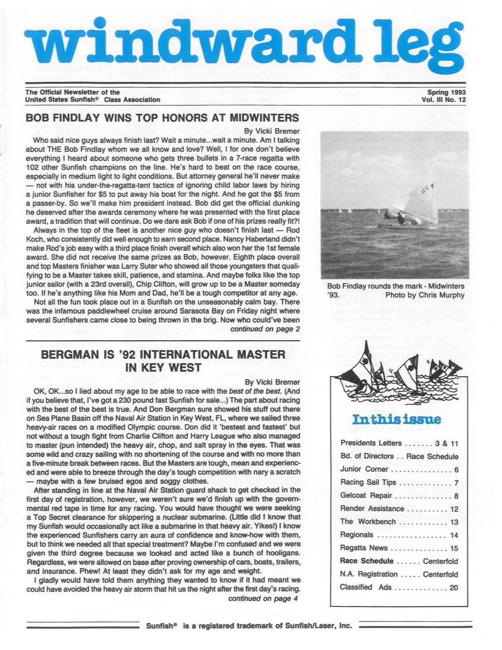 Spring 1993 United States Sunfish® Class Association Vol