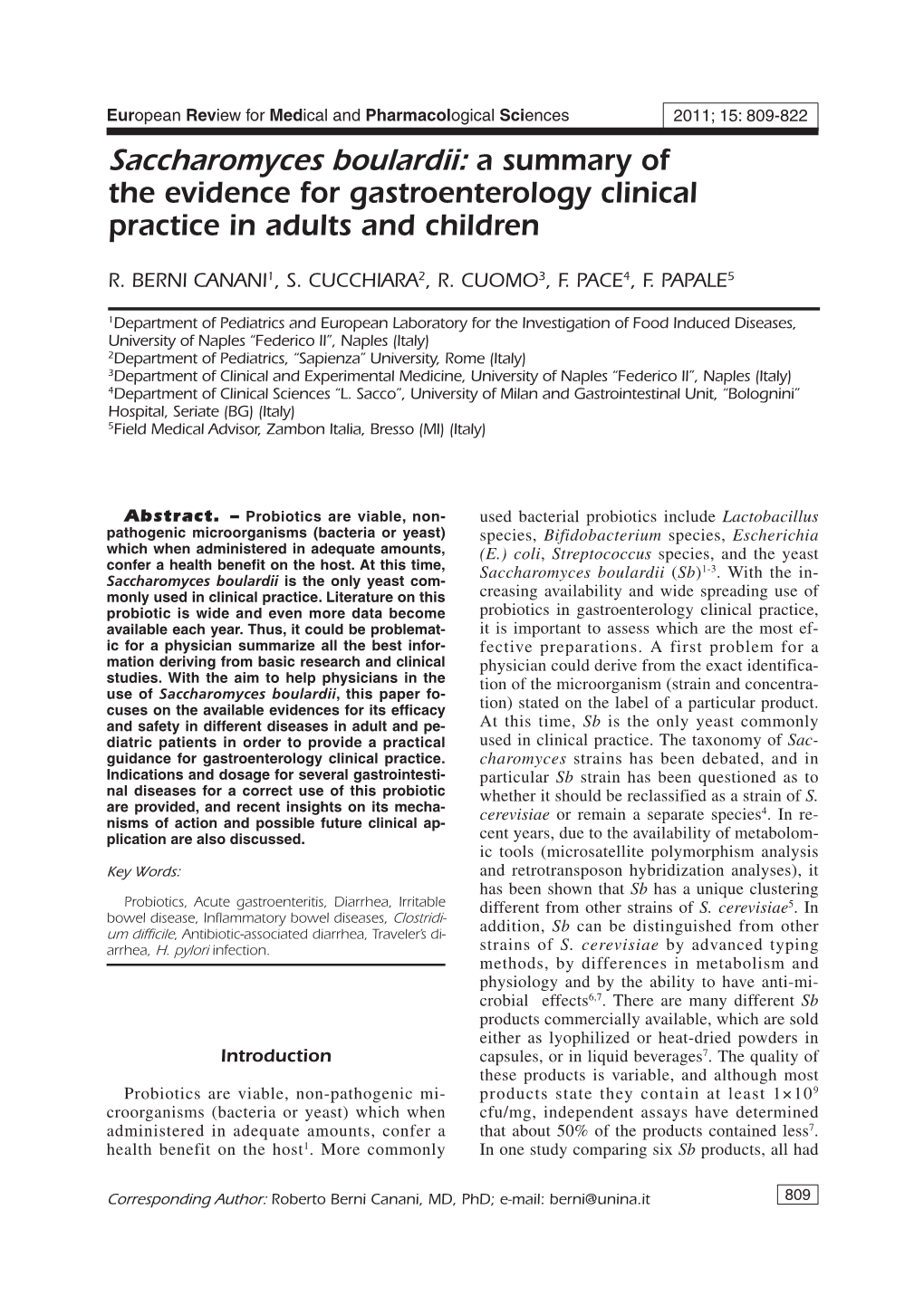 Saccharomyces Boulardii: a Summary of the Evidence for Gastroenterology Clinical Practice in Adults and Children