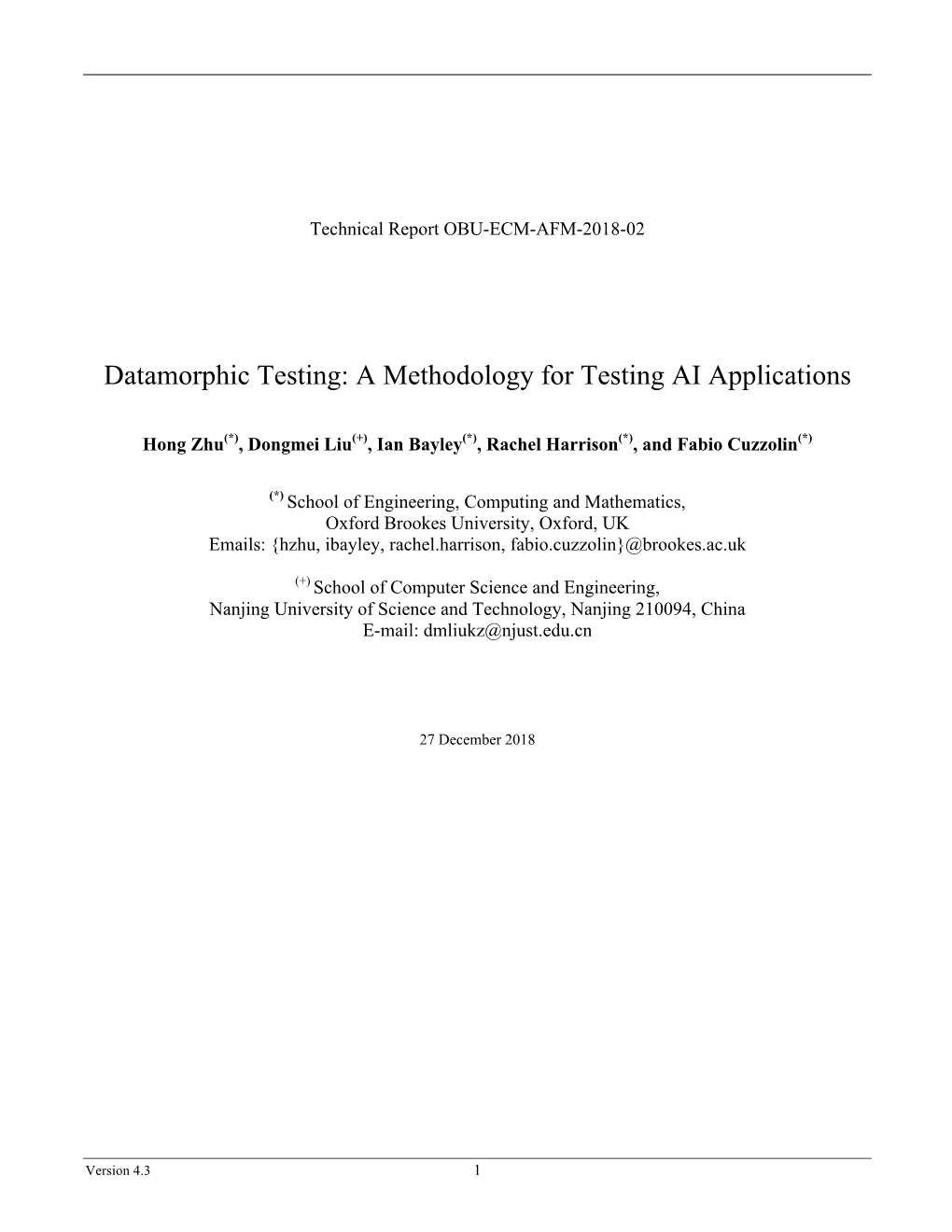 Datamorphic Testing: a Methodology for Testing AI Applications