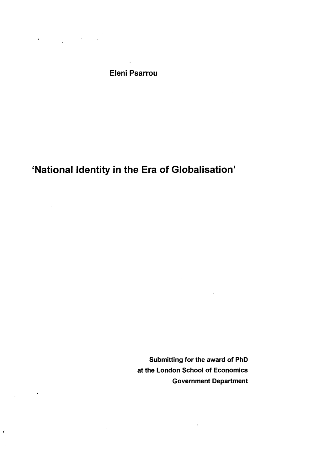 'National Identity in the Era of Globalisation'