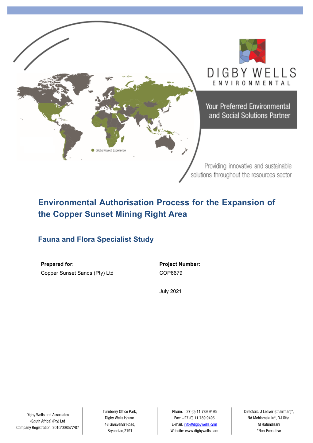 Environmental Authorisation Process for the Expansion of the Copper Sunset Mining Right Area