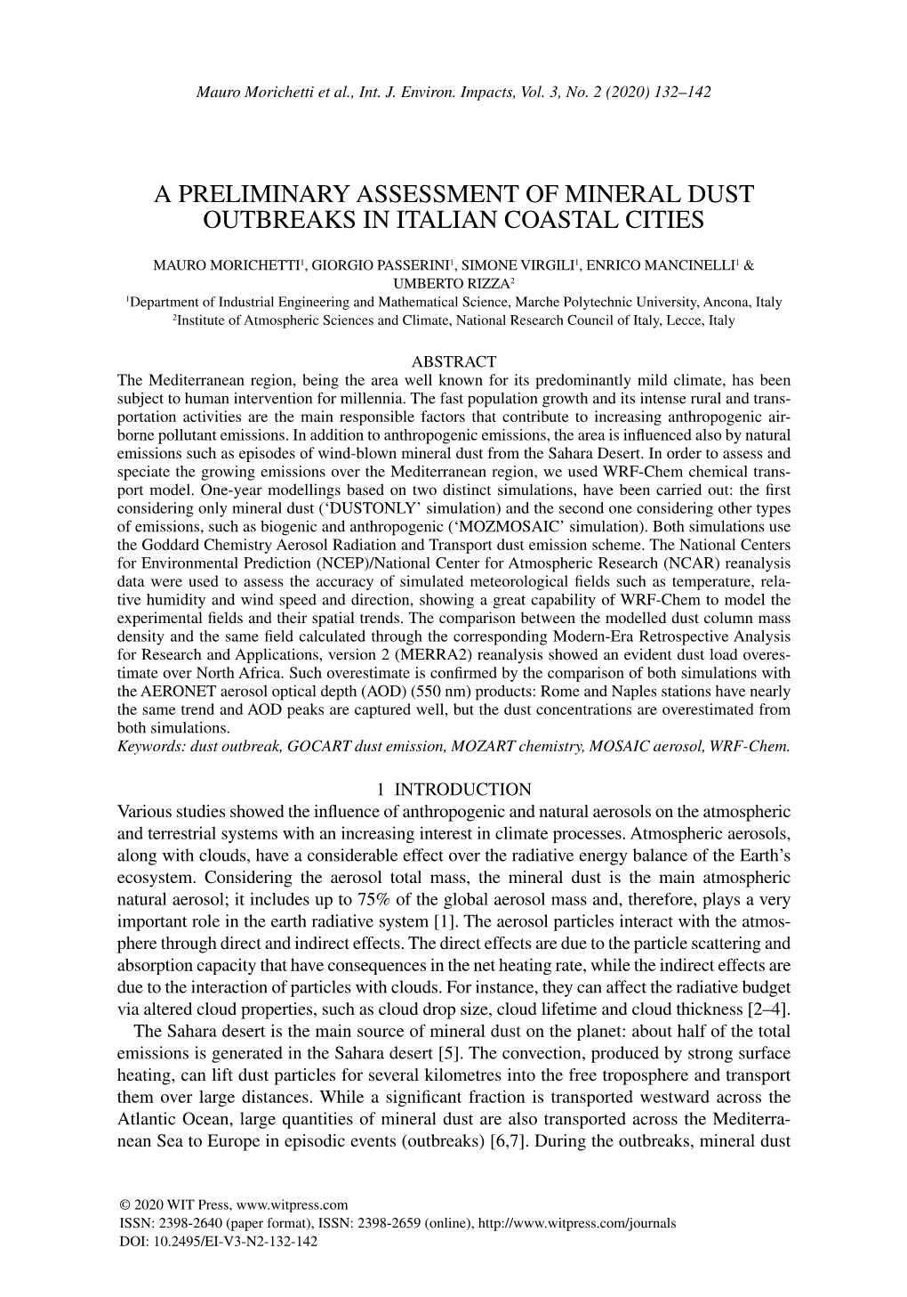 A Preliminary Assessment of Mineral Dust Outbreaks in Italian Coastal Cities