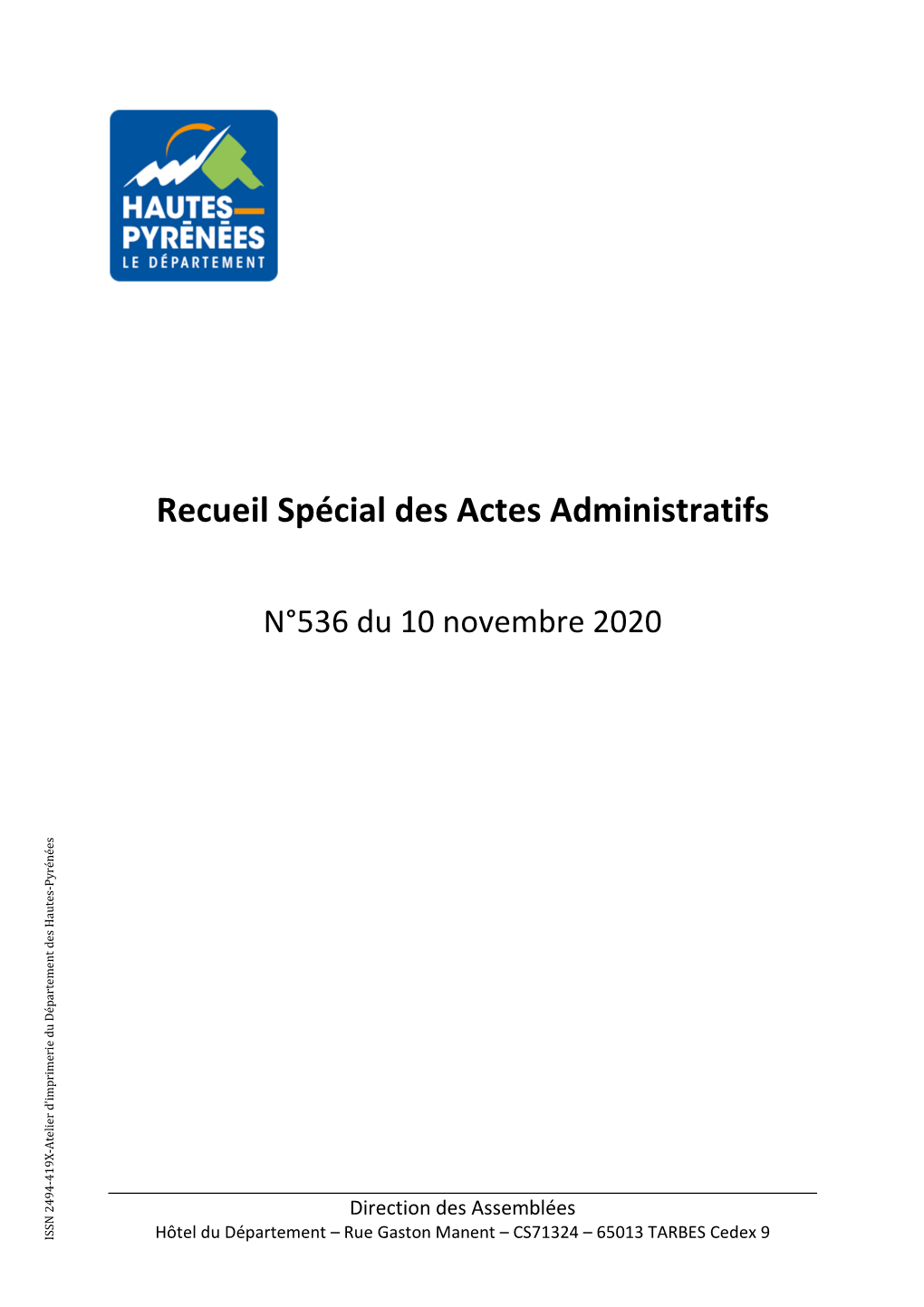 Recueil Spécial Des Actes Administratifs