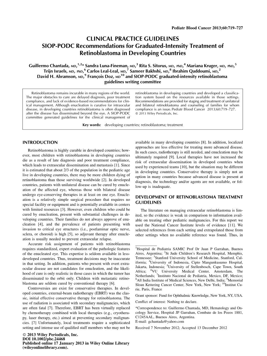 SIOPPODC Recommendations for Graduatedintensity Treatment Of