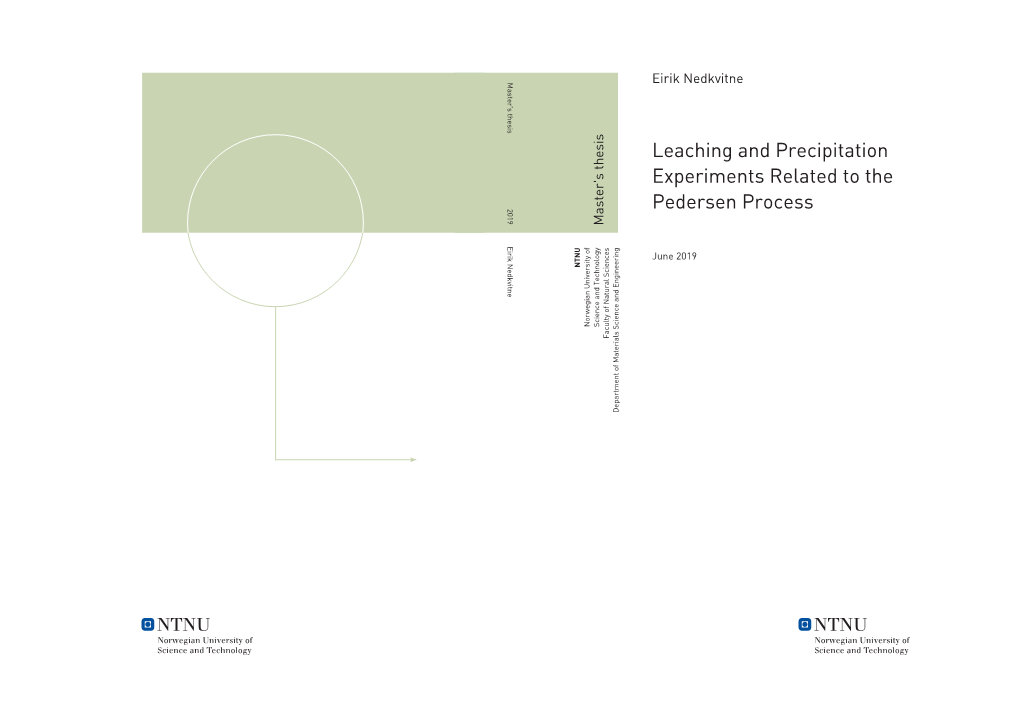 Leaching and Precipitation Experiments Related to The