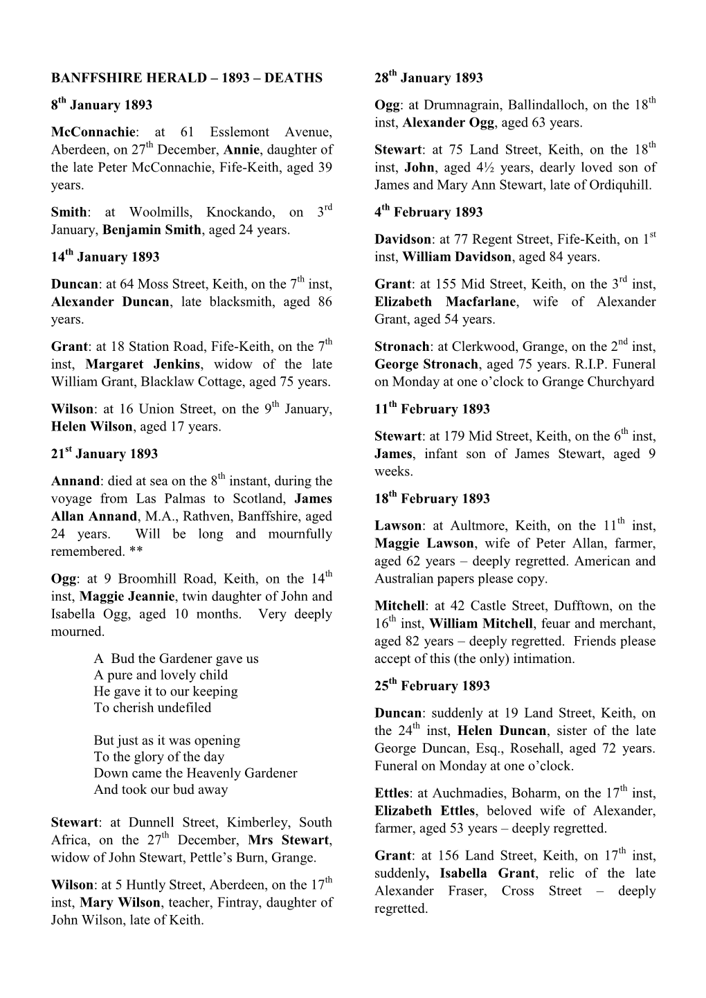 Banffshire Herald – 1893 – Deaths 8