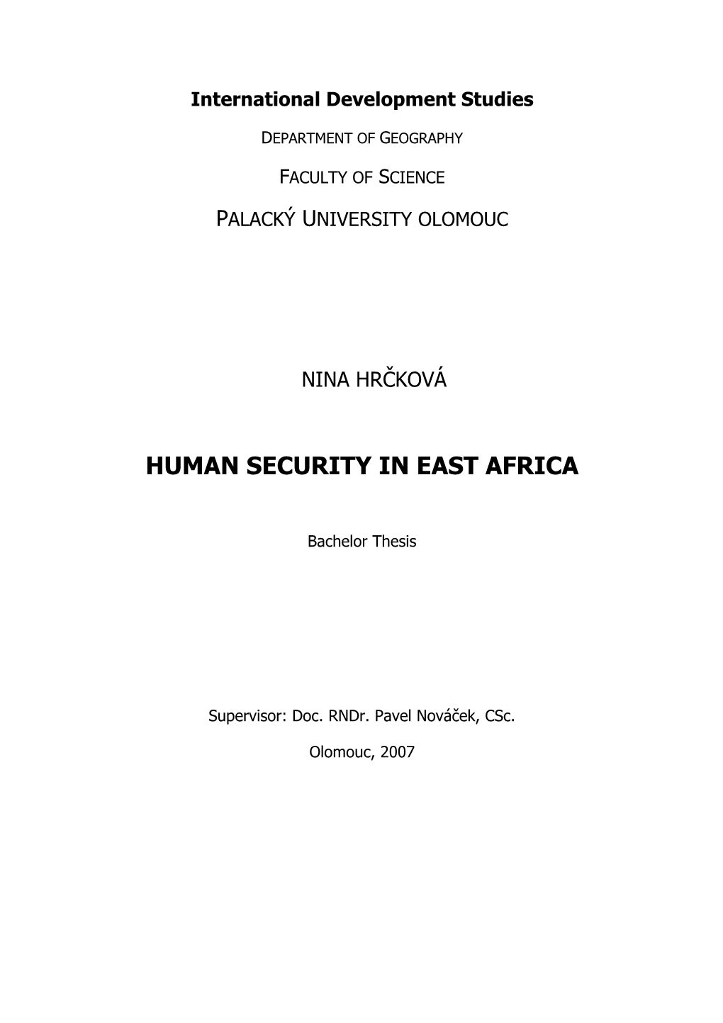 Human Security in East Africa 